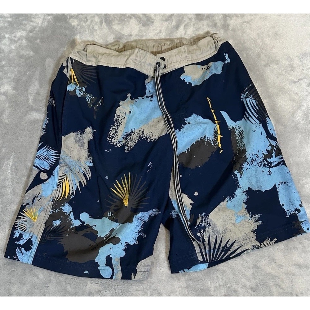 Swimwear Board Shorts By George  Sz L  Multicolor  Elastic Waist Drawstring Surf